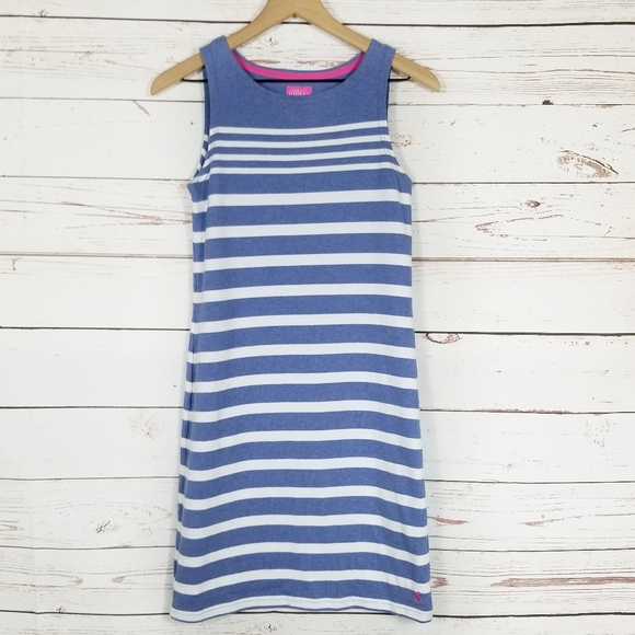 Joules | Blue Chambray Striped Jersey Dress NEW - Picture 2 of 6
